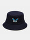Women & Men Colorful Butterfly Pattern Outdoor Casual Sunshade Bucket Hat - Navy