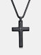 Vintage Stainless Steel Bible Mens Cross Pendant Necklaces - Black