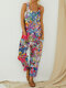 Floral Print Sleeveless Wide Leg Summer Plus Size Jumpsuit - Red