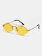 Unisex Fashion Simple Outdoor UV Protection Metal Diamond Frameless Sunglasses - Yellow