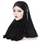 Women Muslim Ice Silk Side Three Small Flowers Tassel Beanie Hat Outdoor Casual Neck Protect Hat  - Black