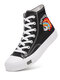 Men Casual Stitching Slip Resistant Pattern Lace Up High Top Canvas Sneakers - Black