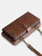 Wallet Case for iPhone Samsung [2 in 1] Magnetic Detachable Wallet Purse [Crossbody Chain] Folio Flip Card Solt Protection Back Cover - Brown