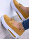 Large Size Women Solid Color Casual Comfy Platform Sneakers - Yellow
