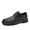 Men PU Leather Slip Resistant Pure Color Casual Shoes - Black