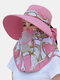 Women Cotton Print And Bowknot Decorative Shawl Hat Neck Guard Sun Protection Shawl Bucket Hat - Watermelon Red