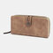 Women Casual Solid Long Wallet Card Holder - Brown