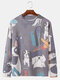 Мужской мультяшный свитер Собака с круглым вырезом Шея Повседневный пуловер стандартной посадки - синий