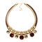 Crystal Round Gem Short Section Necklace - Red