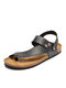 Men Roma Style PU Light Weight Casual Stripe Sandals - Black
