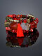 Vintage Multi-shape Beaded Tassel Agate Glass Alloy Elastic Multi-layer Bracelet - Red