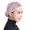 Women Muslim Head Coverings Shiny Lace Headscarf Hat Islamic Cap - Pink