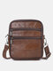 Men Genuine Leather Cow Leather Multi-pocket Crossbody Bag Shoulder Bag Waist Bag - Brown