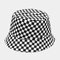 Women & Men Plaid Stripes Fashion Cotton Bucket Hat Two-Sided - #01
