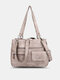 Vintage Faux Leather Waterproof Crossbody Bag Multi-pocket Large Capacity Handbag Tote - Gray