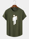 Mens Figure Pattern Curved Hem Cotton Short Sleeve T-Shirts - Army Green