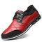 Large Size Men Plaid Leather Soft Lace Up Comfy Casual Shoes - Red