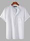 Solides Herrenhemd mit kurzen Ärmeln und Taschenknopfleiste vorne - Weiß