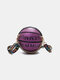 Women Chain Basketball Small Round Bag Handbag Crossbody Bag Satchel Bag - Purple
