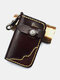 Men Vintage Genuine Leather Vegetable Tanned Top Layer Cowhide Embossing Key Case Wallet - Coffee