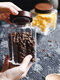 Irregular Coffee Bean Glass Storage Tank Wooden Cover Tea Tank Dried Fruit Kitchen Storage Tank - #04
