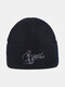 Unisex Acrylic Knitted Letters Gesture Pattern Embroidered All-match Warmth Beanie Hat - Black