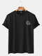 Mens Earth Chest Print Cotton Plain Casual Short Sleeve T-Shirts - Black