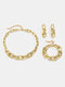 Punk CCB Thick Chain Tassel Necklace Set Metal Geometric Hollow Bracelet - Gold