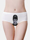 Cat Printed Seamless Mid Waisted Cotton Lining Soft Panties - White