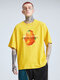 Men 100% Cotton Easter Egg Graffiti Super Soft Letter T-Shirt - Yellow