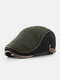 Men Knitted Patchwork Autumn Winter Casual Warmth Beret Flat Cap - Army Green