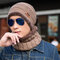 Men's Women's Winter Plus Wool Warm Knit Hat Casual Beanie Hat Two-Piece Suit With Circle Scarf - Khaki