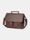 Men Faux Leather Waterproof Multi-Pocket Crossbody Bag Vintage Large Capacity Shoulder Bag - Coffee