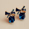 Fashion Ear Stud Earrings Ink Blue Boekont Water Cube Crystal Geometric Earrings Jewelry for Women - Blue