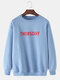 Mens Date Print 7 Color Simple Casual Loose Crew Neck Pullover Solid Sweatshirts - Blue