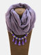 Vintage Beaded Drop-shaped Pendant Solid Color Cotton Linen Acrylic Scarf Necklace - Purple
