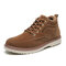 Men Stitching Slip Resistant Warm Lining Casual Leather Boots - Brown