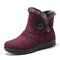 Buckle Comfortable Keep Warm Soft Ankle Snow Boots For Women - Wine Red