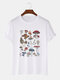 Plus Size Mens Mushroom Species Graphic Print Fashion Cotton T-Shirt - White