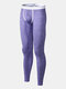 Men Thermal Underwear High Elasticity U Convex Pouch Sleepwear Butt Lifting Fitness Long John - Purple