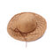 Woman Solid Color Large Edge Cap Travel Shade Straw Hat With Fine Needle Leather Rope  - #01