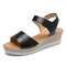 Women Comfortable Solid Coloe Casual Wedges Sandals - Black