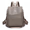 Women Anti-theft Backpack Purse Solid Multi-function Shoulder Bag - Khaki