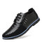Men Genuine Leather Splicing Non Slip Soft Sole Casual Driving Shoes - Black