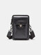 Men Multi-carry Genuine Leather 6.5 Inch Phone Bag Crossbody Bag Waist Bag Sling Bag - Black