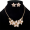 Vintage Pendant Jewelry Set Multicolor Flower Pendant Gold Leaf Chain Necklace Earrings for Women - White