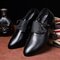Men Microfiber Leather Splicing Non Slip Side Lace Casual Formal Dress Shoes - Black
