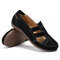 Women Casual Hollow Stitching Comfy Elastic Band Round Toe Suede Flats - Black