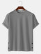 Mens Solid Color Side Snap Button Design Loose Cotton Short Sleeve T-Shirts - Gray
