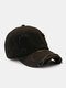 Unisex Cotton Distressed Ripped Hole Solid Color Trendy All-match Adjustable Outdoor Sunshade Peaked Caps Baseball Caps - Black